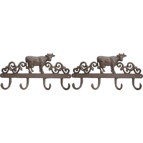 2PK LVD Cast Iron Wall Mounted Hook 34.5x17.5cm - Country Cow