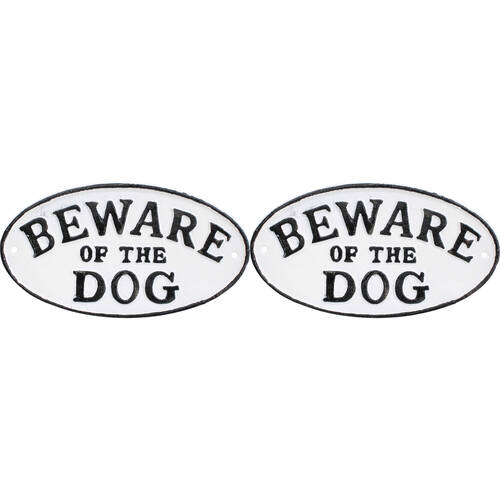 2PK LVD Sign Beware Dog Outdoor Garden/Patios Decor 23x12.5cm