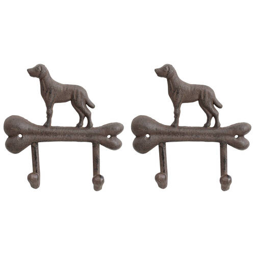 2PK LVD Cast Iron Wall Mounted Hook 17.5 x 17cm - Dog Bone