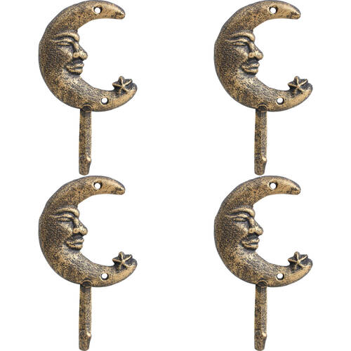 4PK LVD Cast Iron Wall Hook Home Decor 9x16cm - Celestial Moon