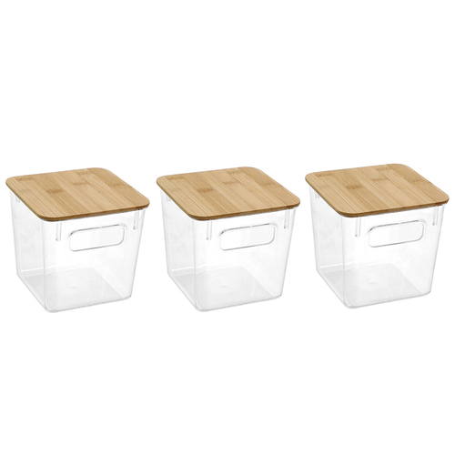 3PK Boxsweden Crystal Encore Container w/ Bamboo Lid 15cm