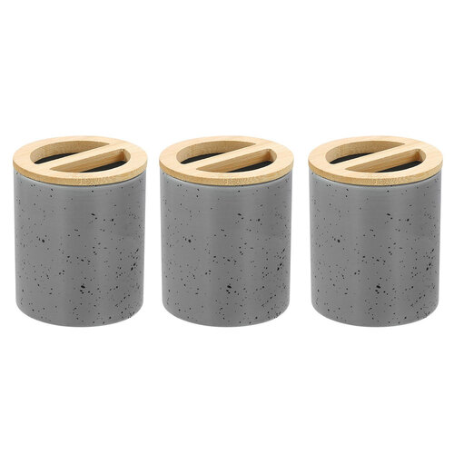3x Boxsweden Bano 8x10cm Ceramic Toothbrush Holder - Grey Speckle