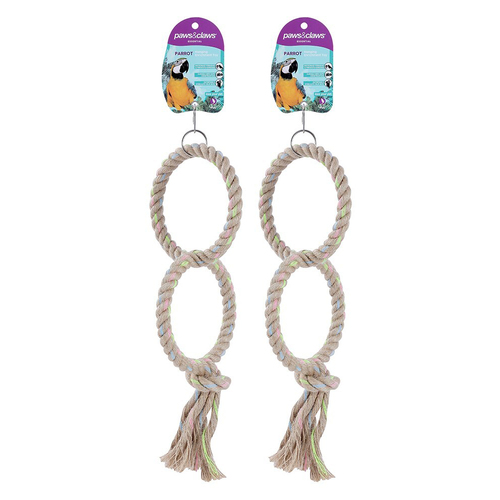 2PK Paws & Claws 32x16cm Knotted Rope Hanging Enrichment Toy For Parrot/Bird
