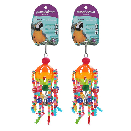 2x Paws & Claws 28x9cm Ball Dangler Parrot Pet/Bird Toy