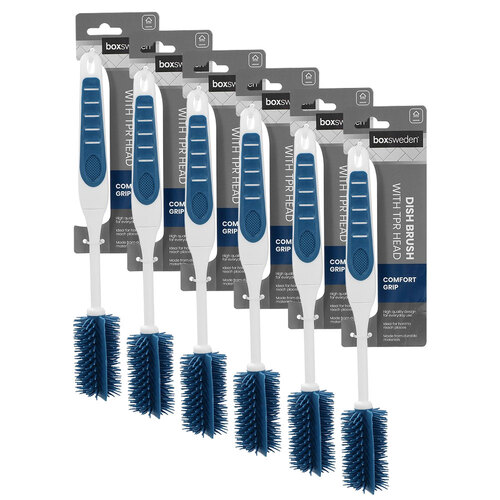 6x Boxsweden 32.5cm Dish Brush Scrubber w/ TPR Head Assorted