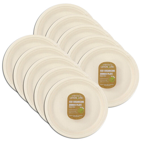 10PK 10PK Lemon & Lime 26cm Eco Sugarcane Dinner Plate - Natural