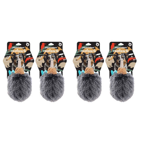 4PK Paws And Claws Outback Buddies Echidna Sqeauky Plush Dog Toy 23x18x12cm