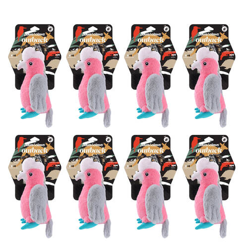 8PK Paws And Claws Outback Buddies Galah Sqeauky Plush Dog Toy 28.5x23.5x10cm