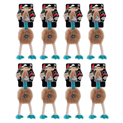 8PK Paws And Claws Outback Buddies Emu Sqeauky Plush Dog Toy 30x12x12cm
