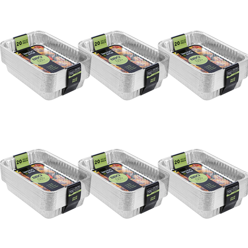 120pc Lemon & Lime Value BBQ Foil Tray 31.5x21.5cm - Silver