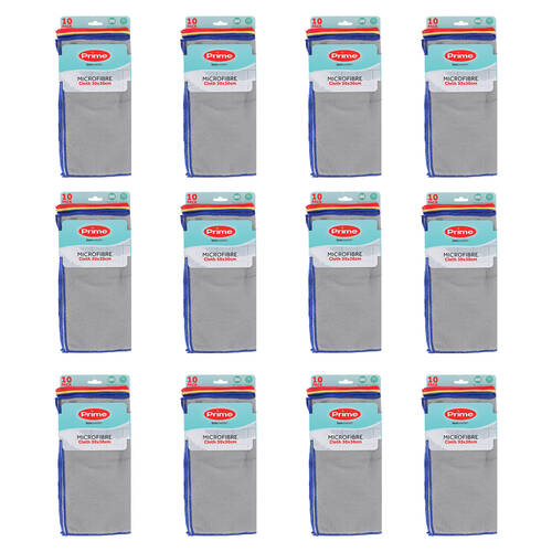 12PK 10pc Boxsweden Prime Microfibre Reusable Cleaning Cloths 30x30cm Assorted