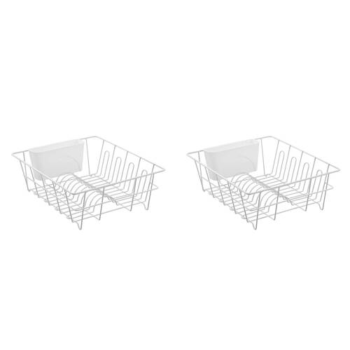 2PK Boxsweden Wire Dish Rack with Cutlery Holder 37x33x13.5cm White