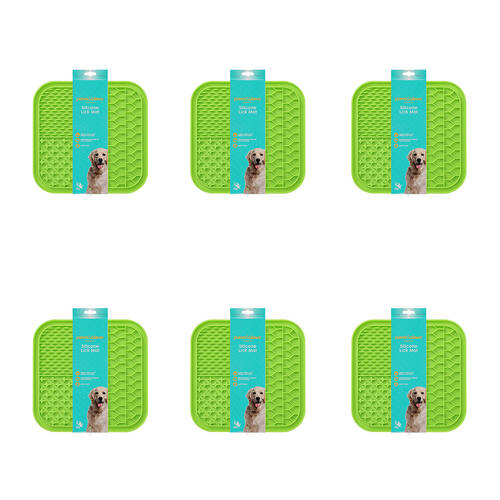 6PK Paws & Claws Lick Silicone Mat 19.7x19.7x1cm for Dog and Cats Both Assorted