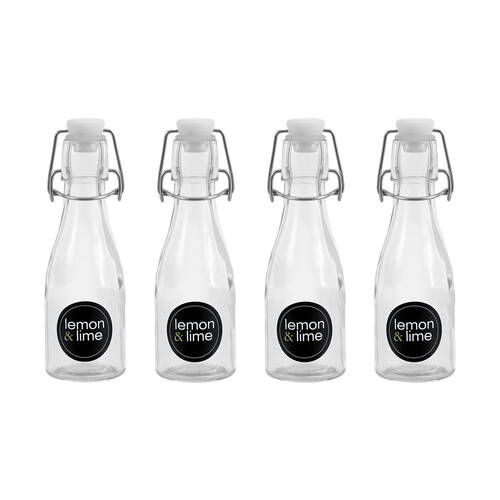 48PK Lemon & Lime Secure Glass Air-Tight Clip Lid Bottle 150ml