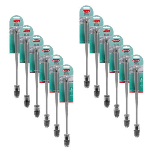 12PK Boxsweden Prime Kitchen Essentials Silicone Cleaning Bottle Brush Grey