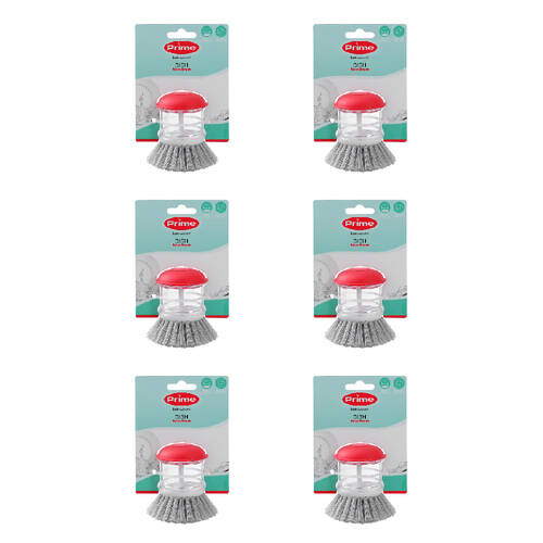 6PK Boxsweden Prime Essentials Built-in-Soap Dispenser Palm Dish Brush Assorted 