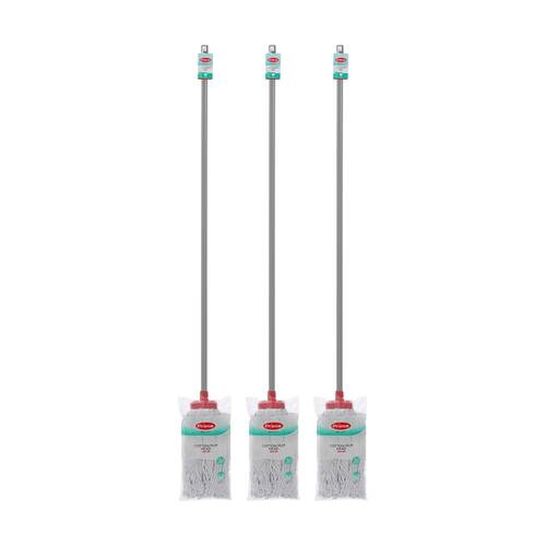 3PK Boxsweden Prime Cotton Mop 1.2M Handle 400GR Head for Cleaning Assorted