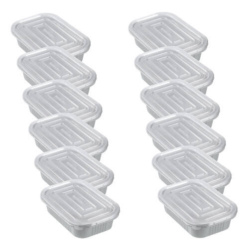 12x 4pc Lemon and Lime Premium Aluminium Foil Container With Clear Lids 22x15cm