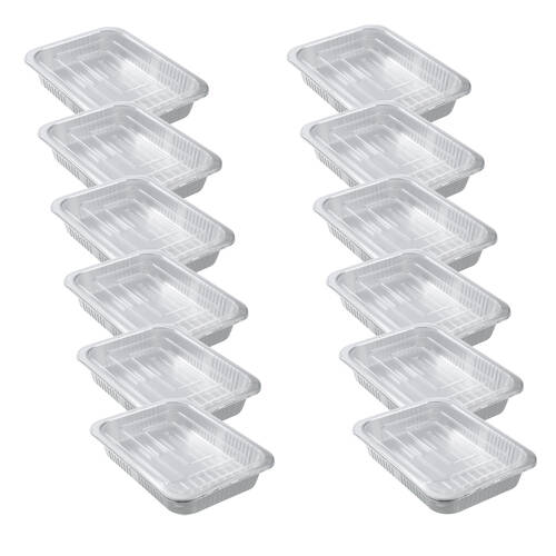12x 2pc Lemon and Lime Premium Aluminium Foil Container W/ Clear Lids 37x27x6cm