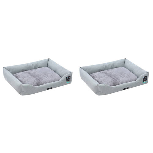 2PK Paws and Claws Walled Cushioned Pet Dog/Cat Bed 90x70x21cm Light Grey