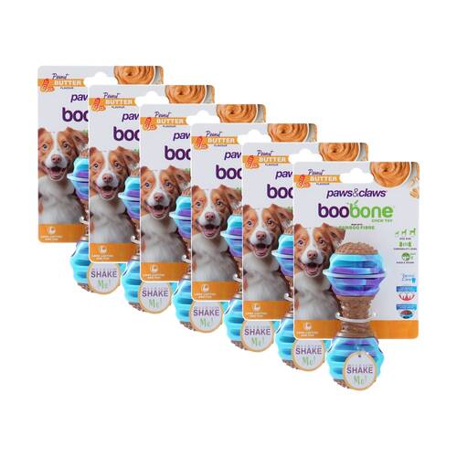 6PK Paws and Claws Boobone TPR Giggle Dumbell Chicken & Peanut Butter Assorted