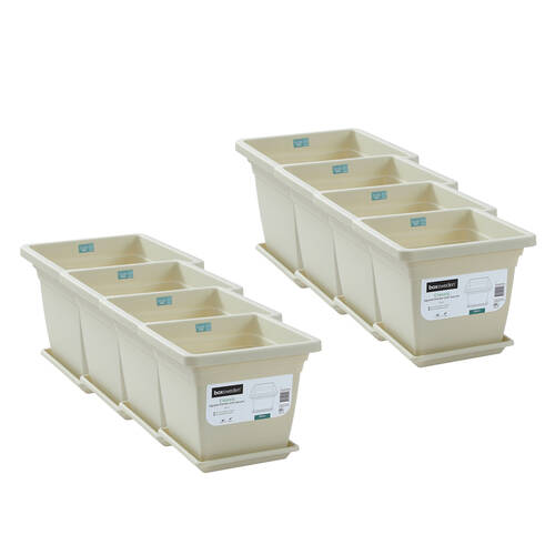 8PK Boxsweden Classic Indoor/Outdoor Square Planter Pot 33cm With Saucer Asstd