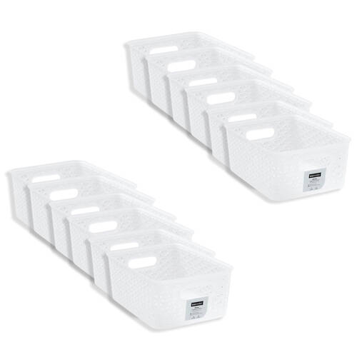 12PK Boxsweden Wicker Frost Extra Small Durable Storage Basket 4L 24.5cm