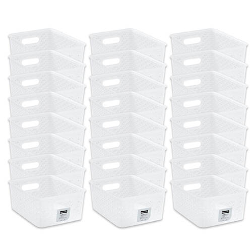 24PK Boxsweden Wicker Frost Extra Small Durable Storage Basket 4L 24.5cm