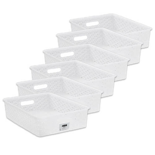 6PK Boxsweden Wicker Frost Versatile Small Durable Storage Basket 6.5L 35.5cm