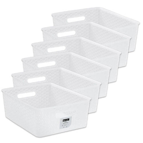 6PK Boxsweden Wicker Frost Versatile Medium Durable Storage Basket 14.5L 35cm