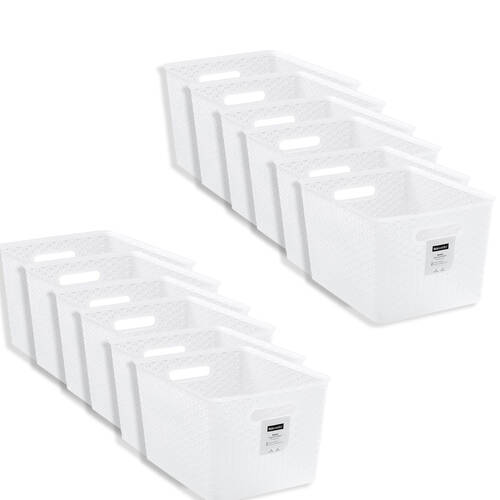 12PK Boxsweden Wicker Frost Versatile Large Durable Storage Basket 22.7L 35cm