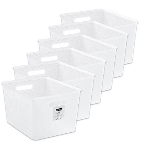 6PK Boxsweden Wicker Frost Versatile Large Durable Storage Basket 22.7L 35cm