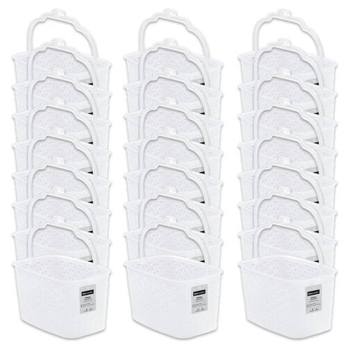24PK Boxsweden Sylish Wicker Frost Durable Laundary Peg Basket 22cm White