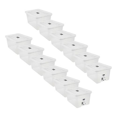 12PK Boxsweden Essentials Heavy Duty Storage Organiser Box/Tub 15L/38x27cm Clear