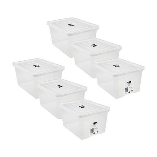 6PK Boxsweden Essentials Heavy Duty Storage Organiser Box/Tub 15L/38x27cm Clear