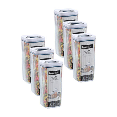 6PK Lemon and Lime Crystal Ribbed Food Storage Container 1.5L/22.5cm Assorted