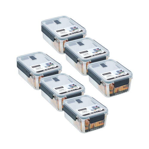 6PK Lemon and Lime Crystal Ribbed Food Storage Container 1.7L/8.7cm Assorted