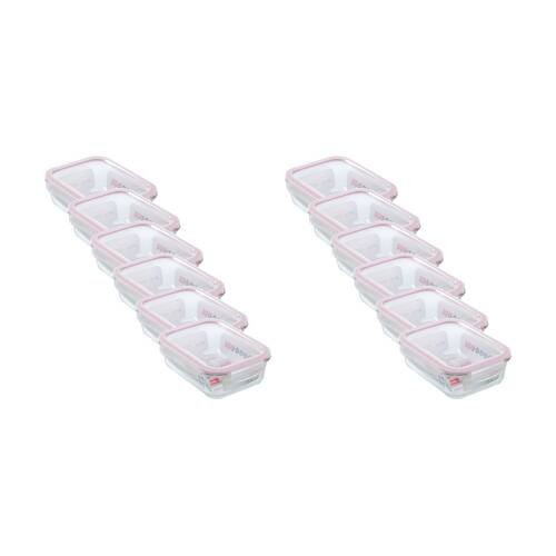 12PK Lemon and Lime Yorkshire Glass Rectangle Clip Seal Container 1.5L Food Safe