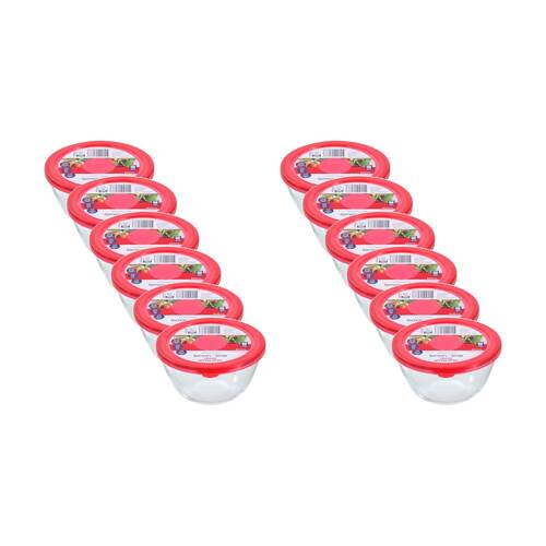 12PK Lemon and Lime Yorkshire Glass Mixing Bowl Lidded 800ml 15x15x8cm Food Safe