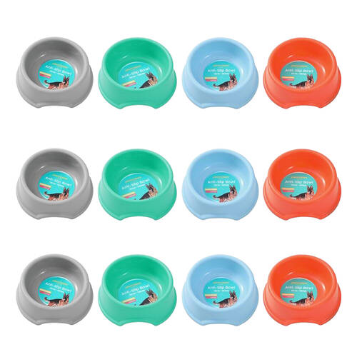 12PK Paws And Claws Pet Essentials Anti Slip Bowl 260mL/15cm Assorted