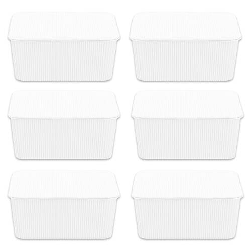 6PK Boxsweden Discrete Durable Storage Basket Ribbed with Lid 3.5L Assorted
