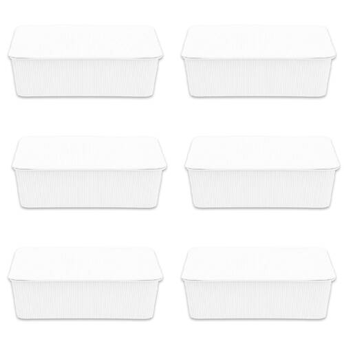 6PK Boxsweden Discrete Durable Storage Basket Ribbed with Lid 7.5L Assorted