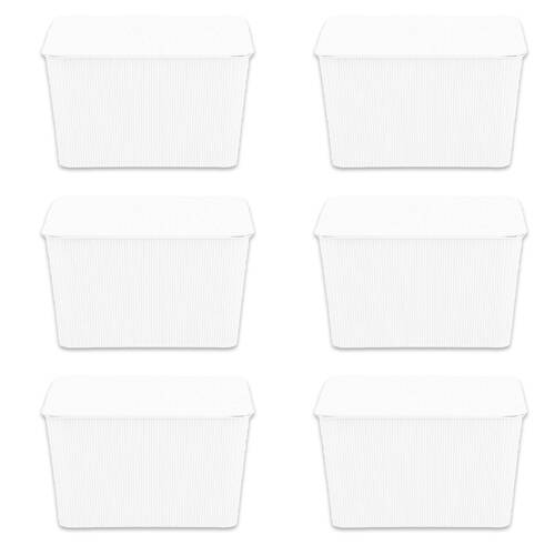 6PK Boxsweden Discrete Durable Storage Basket Ribbed with Lid 15L Assorted