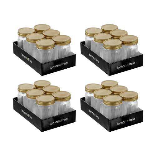 4x 6pc Lemon and Lime Roma Ribbed Conserve Jar 300ml Food Safe Kitchenware