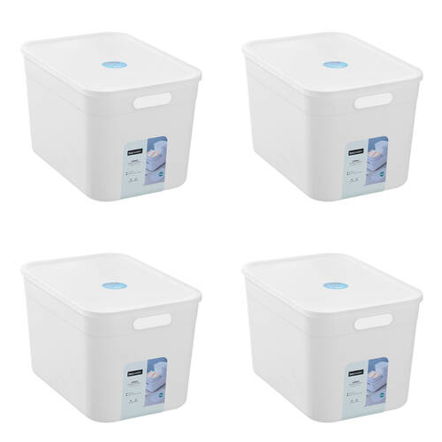 4PK Boxsweden Stackable Durable Storage Container with Lid 35.5cm 16.5L