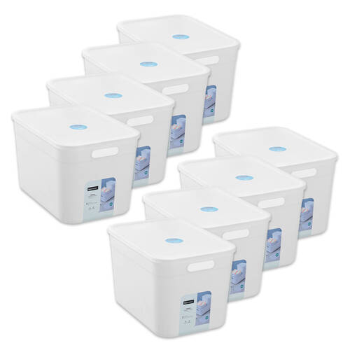 8PK Boxsweden Stackable Durable Storage Container with Lid 35.5cm 16.5L