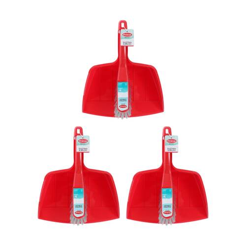 3PK Boxsweden Prime Dustpan & Brush Comfort Grip Handle for Cleaning Assorted