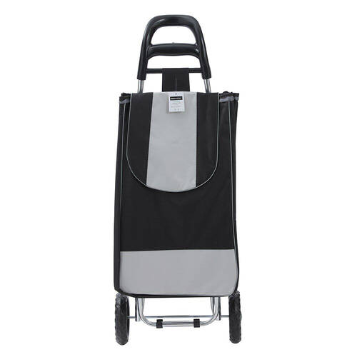 Boxsweden Portable Grocery Shopping Trolley with Wheels Black and Silver