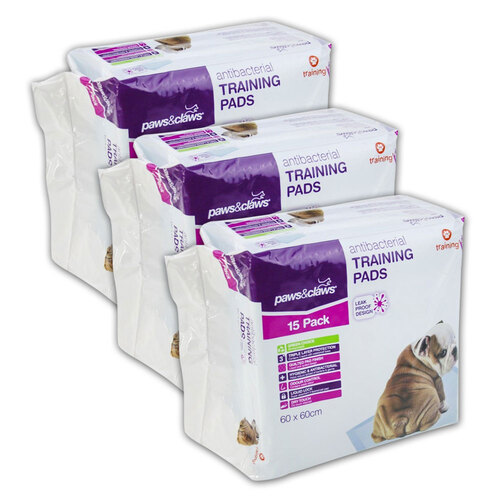45PK Paws & Claws Training Pads Antibacterial 60x60cm