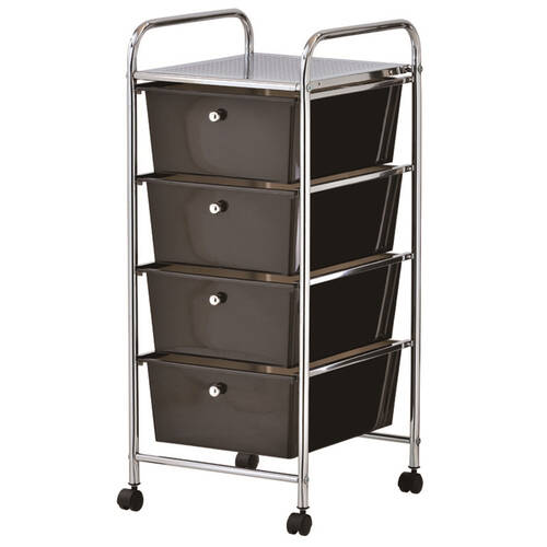 2x BoxSweden Home/Office Organiser 4 Drawers Storage Metal Trolley w/Wheels BLK 